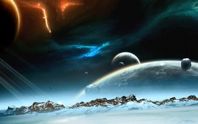 Snow and Space View wallpaper