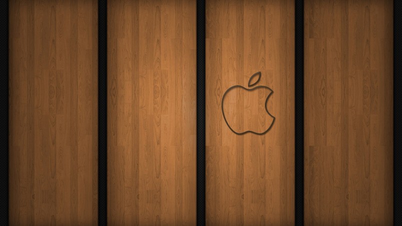 Apple logo on wood HD Wallpaper - WallpaperFX