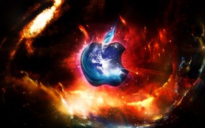 Apple in space wallpaper