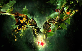 Butterfly, Ladybug, Frog in a Fantasy World wallpaper