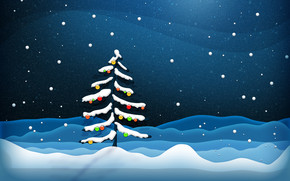 Christmas Tree With Snow and Lights wallpaper
