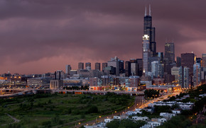 Sunset and Storm in Chicago wallpaper
