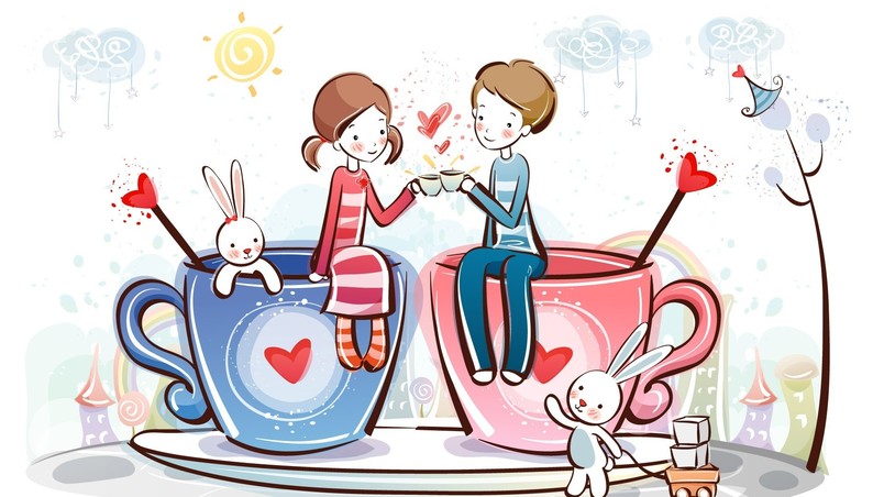 Couple in Love Drawing HD Wallpaper - WallpaperFX