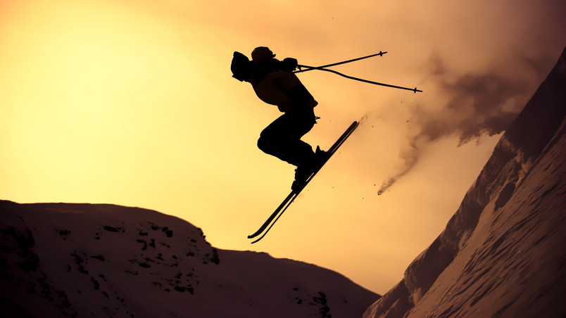 Sunset Skiing wallpaper