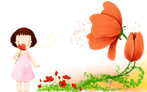 Little Girl with Flowers wallpaper