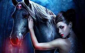 Beautiful Woman and Horse wallpaper