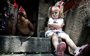 Little Girl and Chicken wallpaper