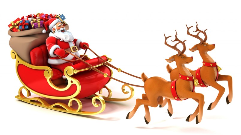 Happy Santa and Reindeer wallpaper