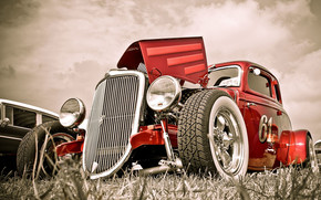 Red Fire Hot Rod HDR wallpaper