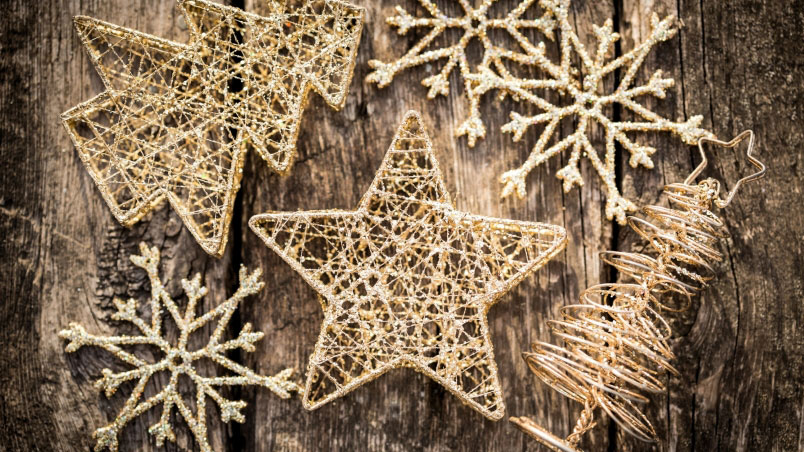 Gold Small Christmas Ornaments wallpaper