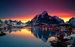 Night Lofoten Islands Norway wallpaper