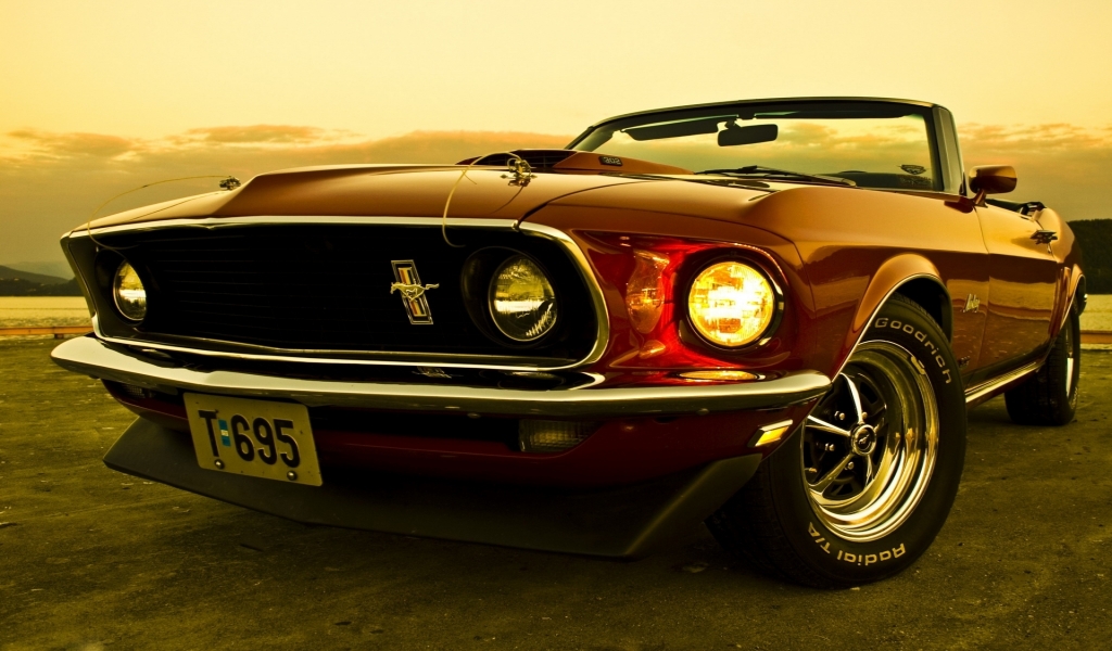 1969 Ford Mustang Convertible for 1024 x 600 widescreen resolution