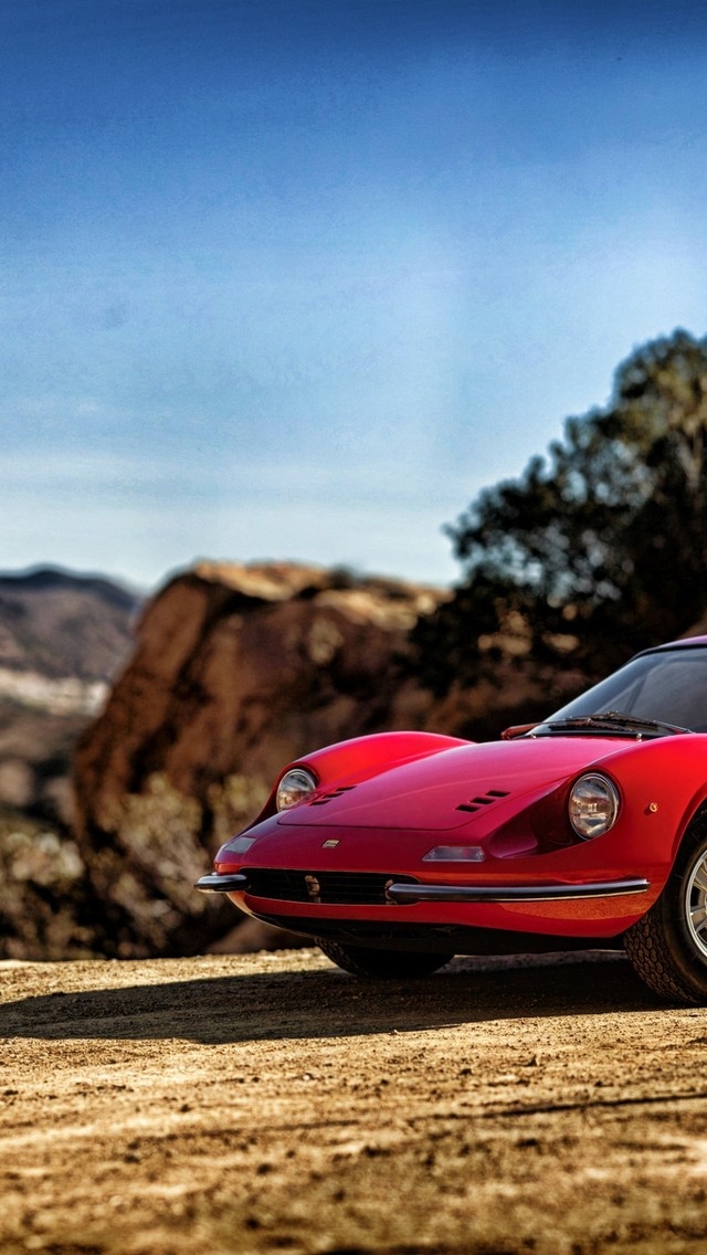 1969 Red Ferrari Dino 246 GT for 640 x 1136 iPhone 5 resolution
