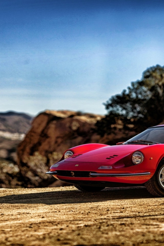 1969 Red Ferrari Dino 246 GT for 640 x 960 iPhone 4 resolution