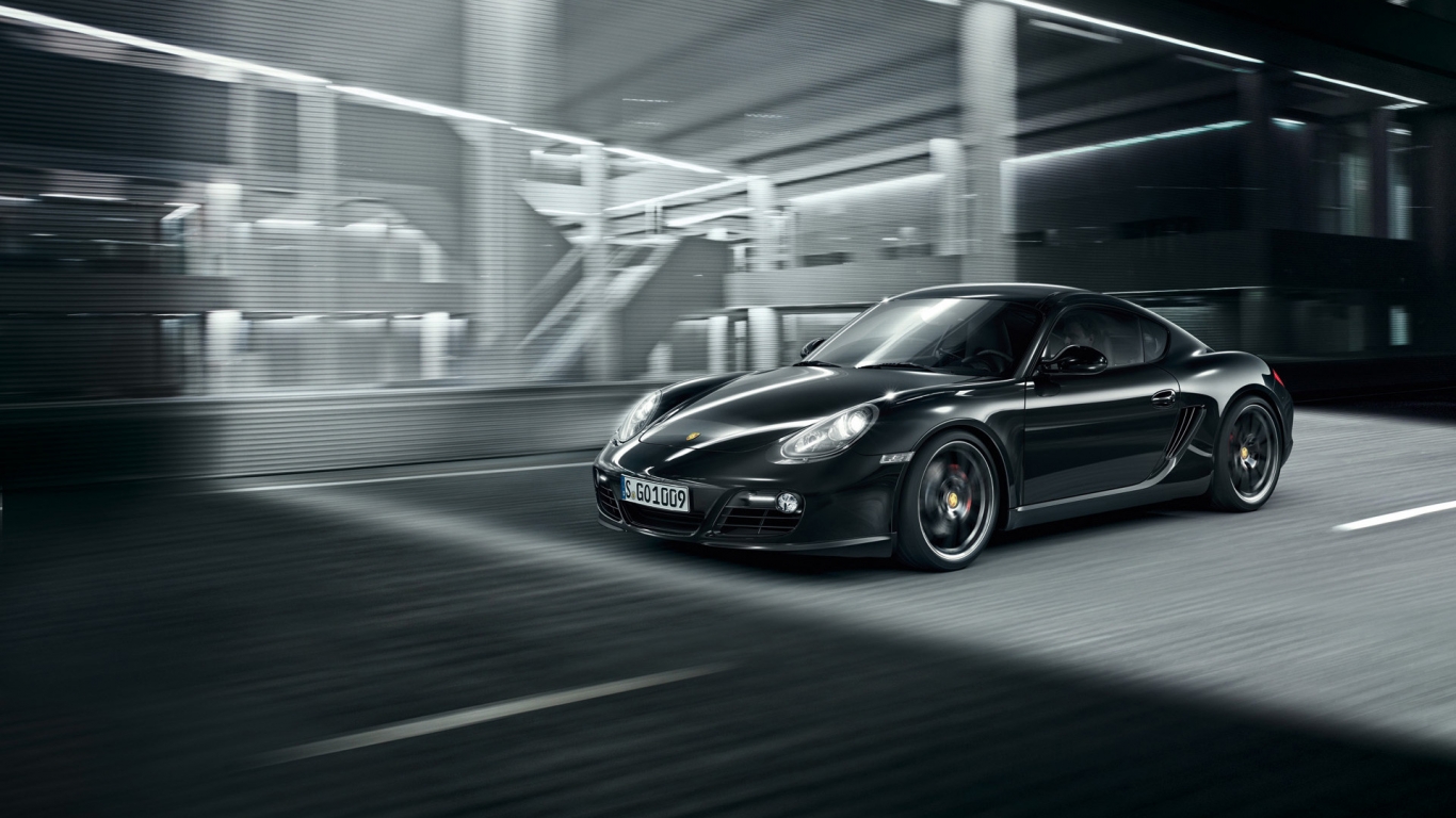 2011 Porsche Cayman S Black for 1366 x 768 HDTV resolution