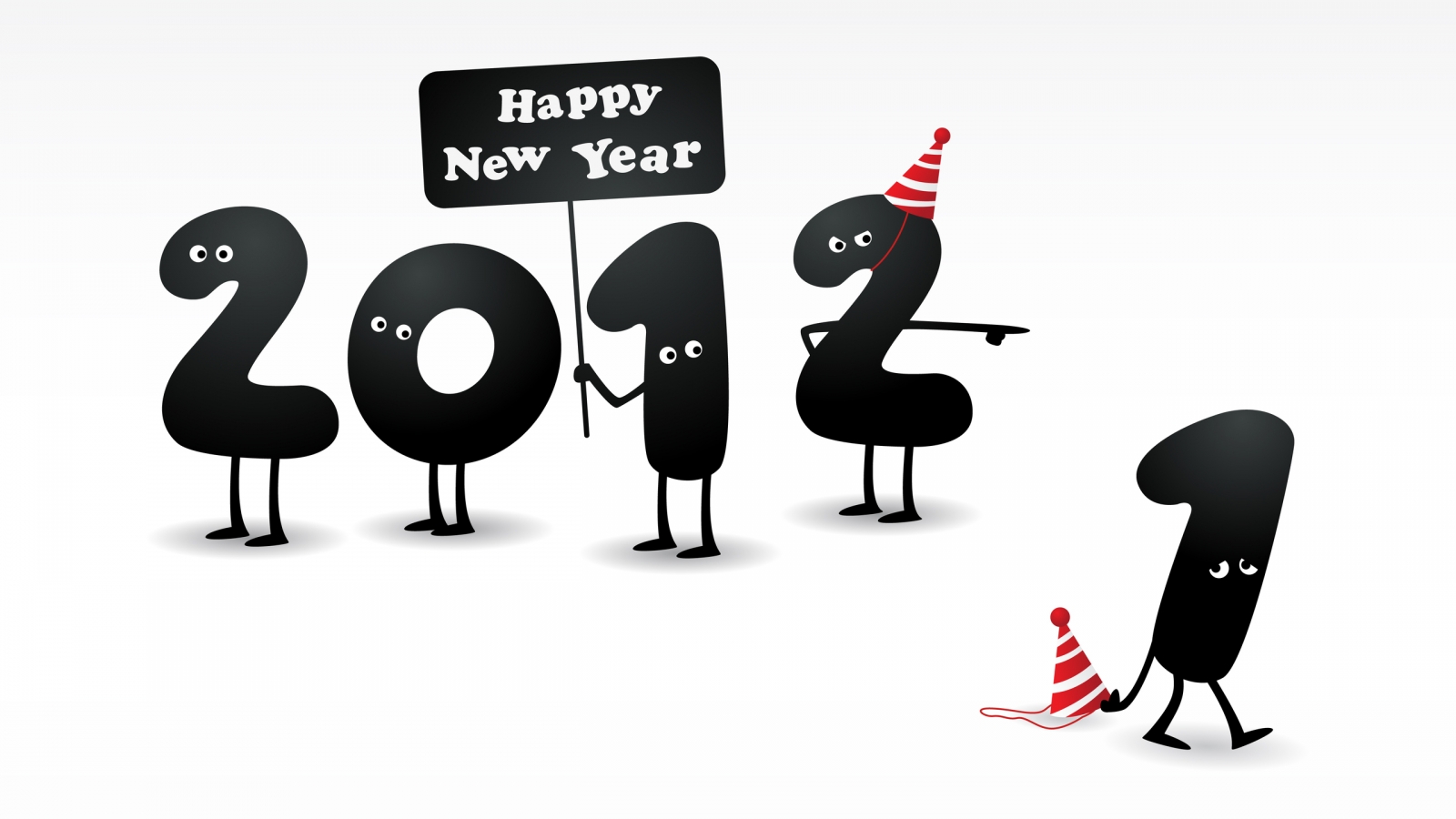 2012 Happy New Year for 1600 x 900 HDTV resolution