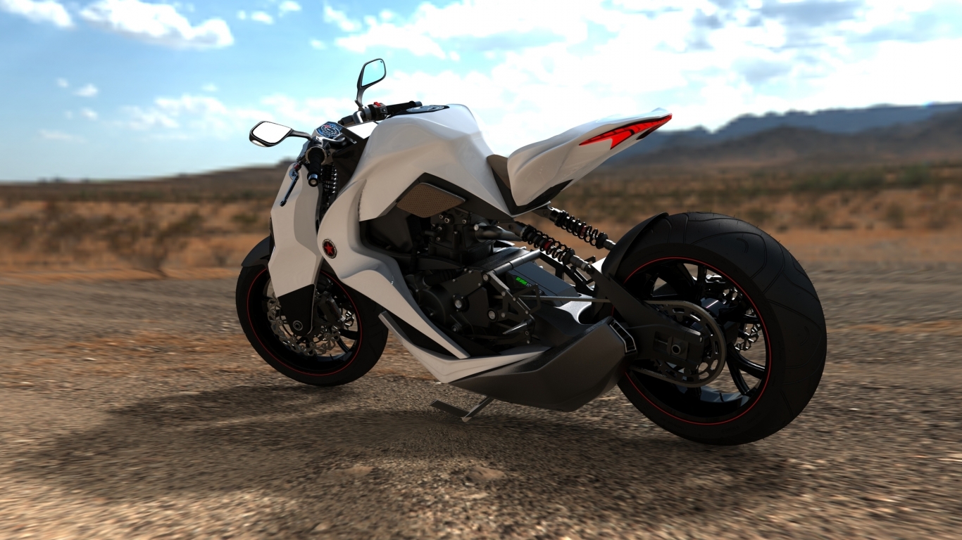 2012 Hybrid Motorcycle Concept for 1366 x 768 HDTV resolution
