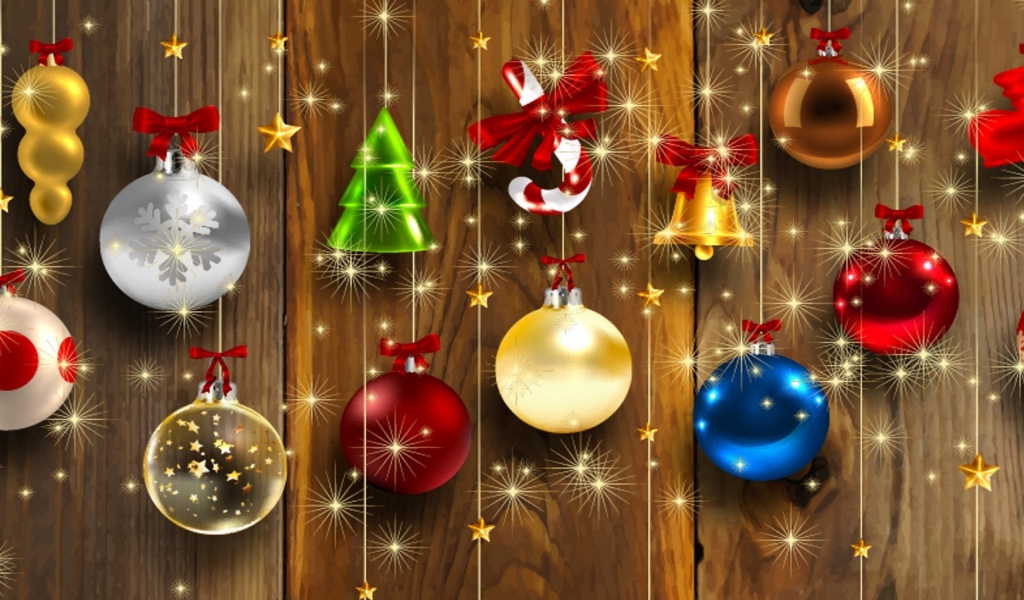 2013 Christmas Ornaments for 1024 x 600 widescreen resolution