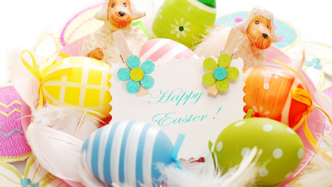 2014 Happy Easter Decorations for 1366 x 768 HDTV resolution