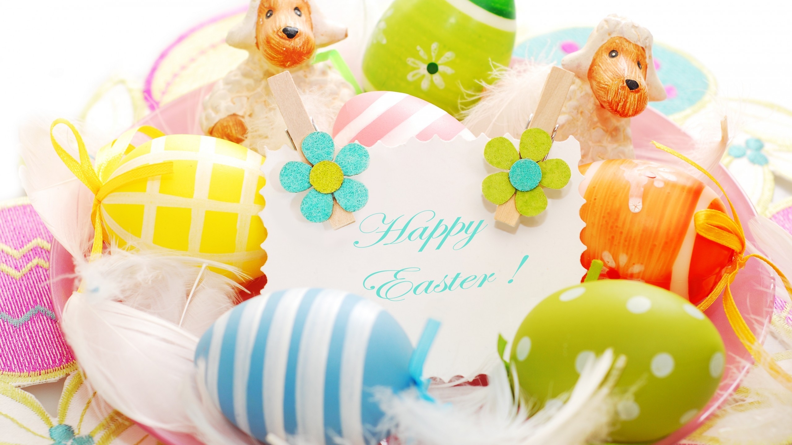 2014 Happy Easter Decorations for 2560x1440 HDTV resolution