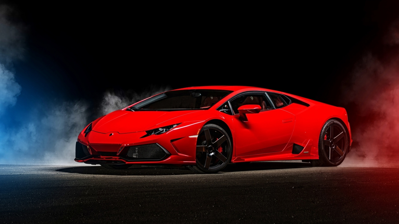 2015 Red Lamborghini Huracan for 1366 x 768 HDTV resolution