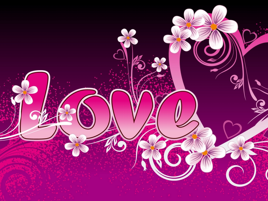 2D Love Heart Pink for 1024 x 768 resolution