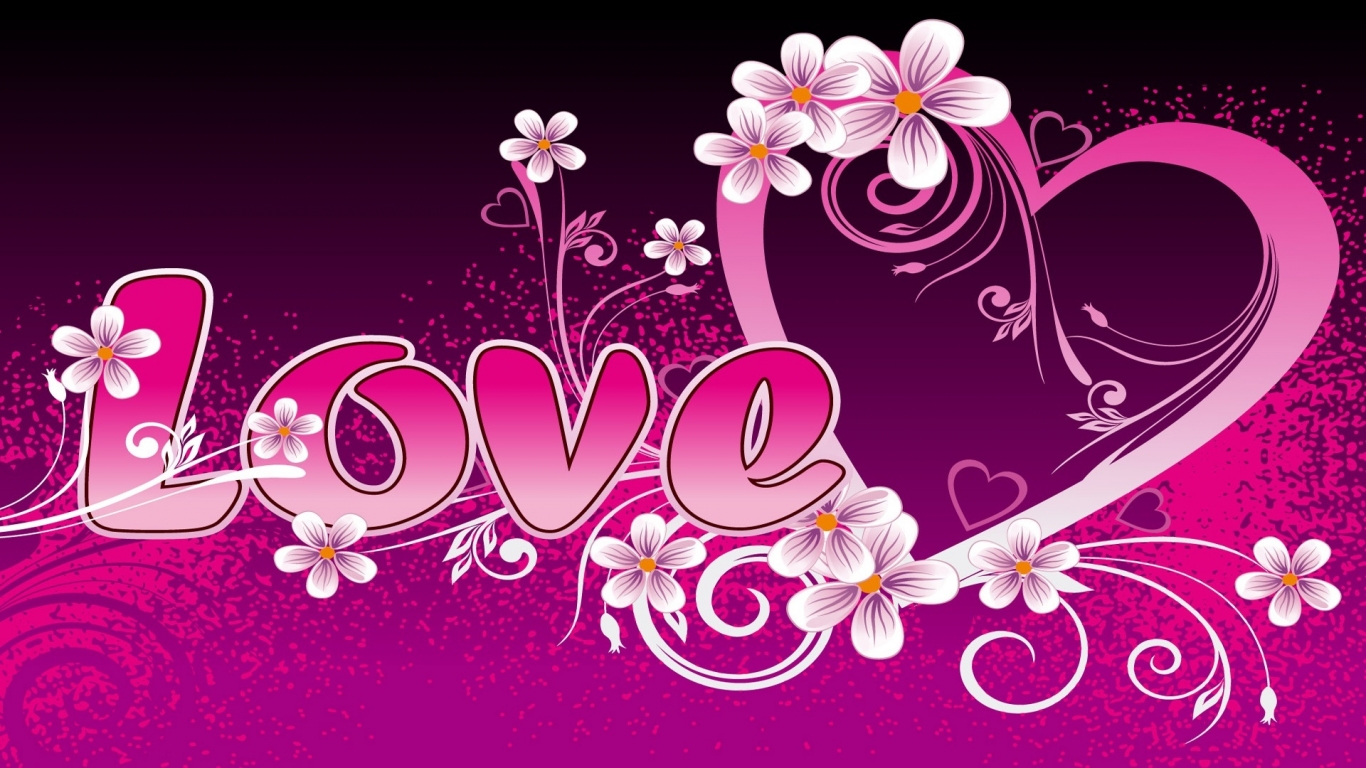 2D Love Heart Pink for 1366 x 768 HDTV resolution