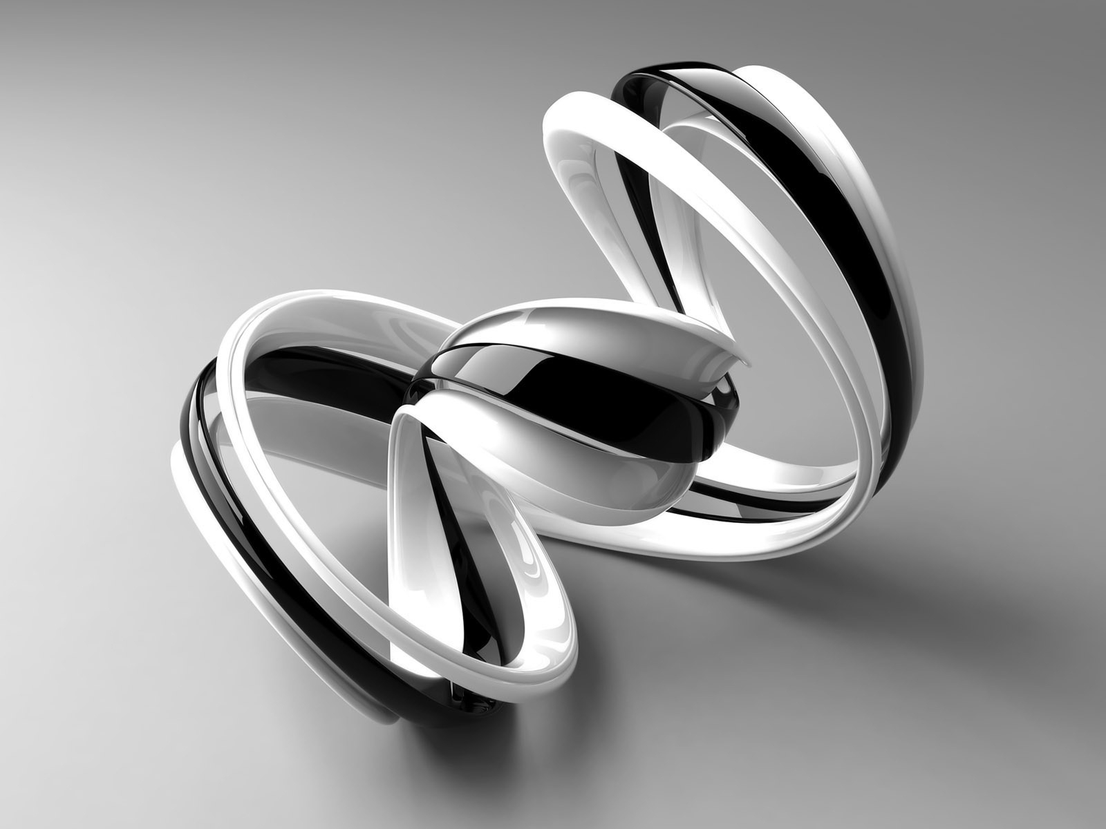 3D Black and White shapes for 1600 x 1200 resolution