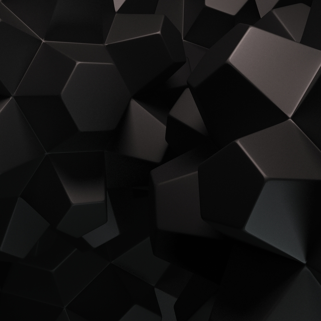 3D Black Polygons for 1024 x 1024 iPad resolution
