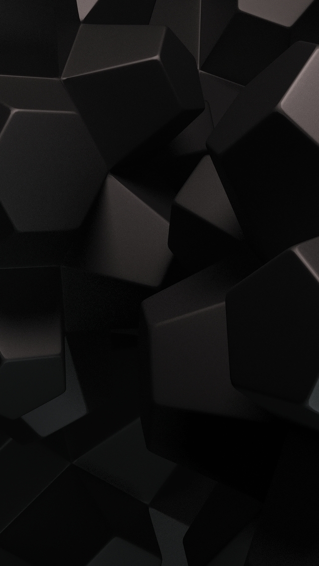 3D Black Polygons for 640 x 1136 iPhone 5 resolution