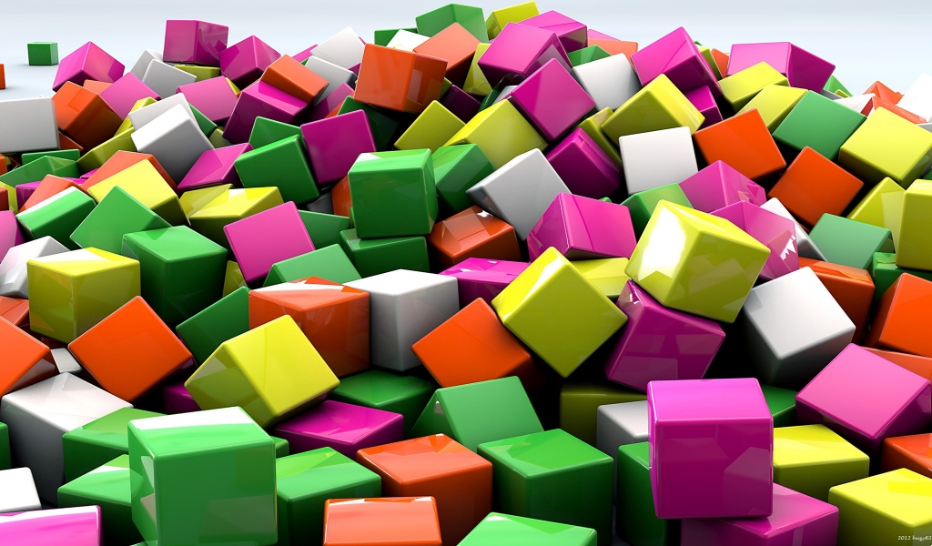 3D Coloured Cubed for 1024 x 600 widescreen resolution