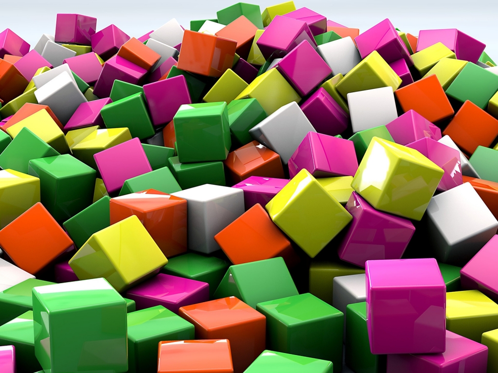 3D Coloured Cubed for 1024 x 768 resolution