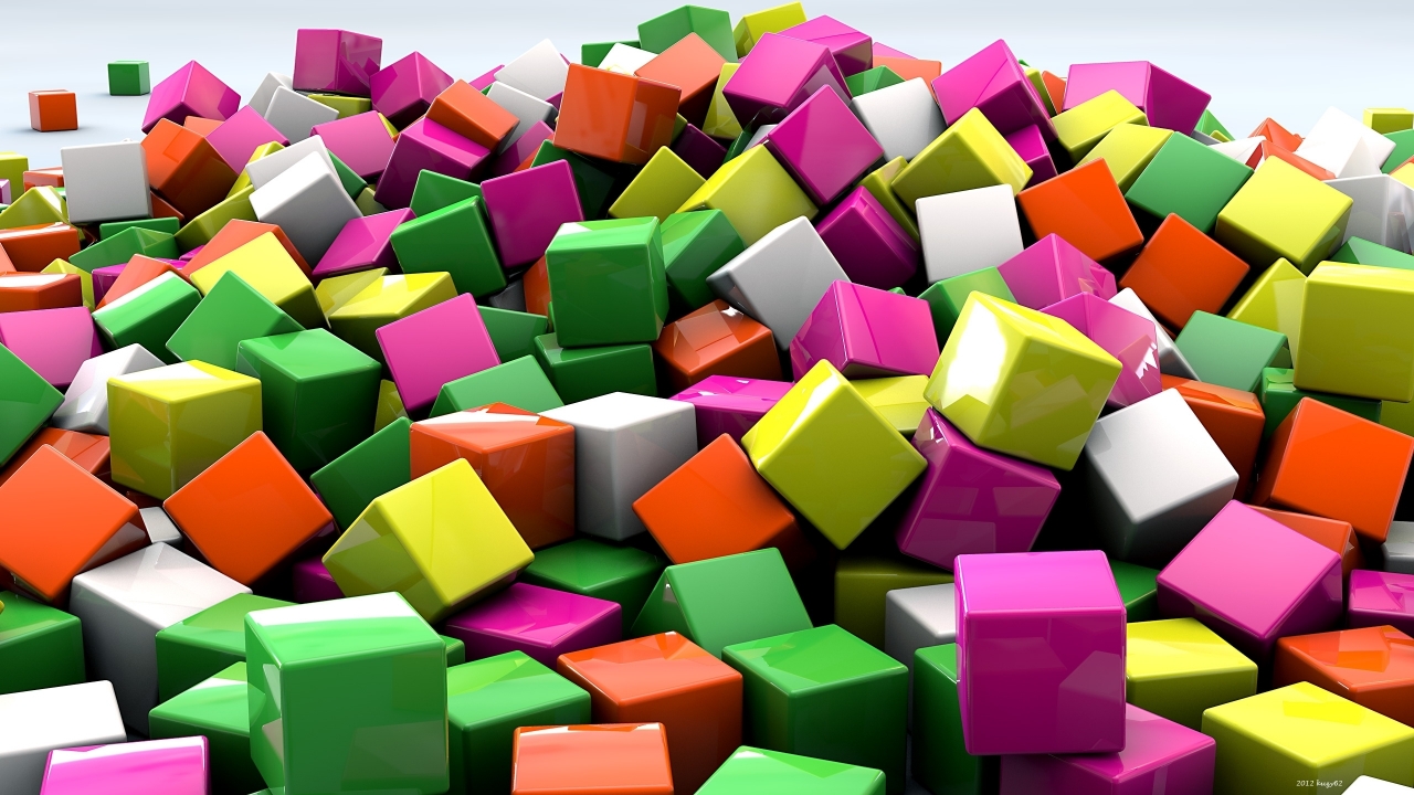 3D Coloured Cubed for 1280 x 720 HDTV 720p resolution