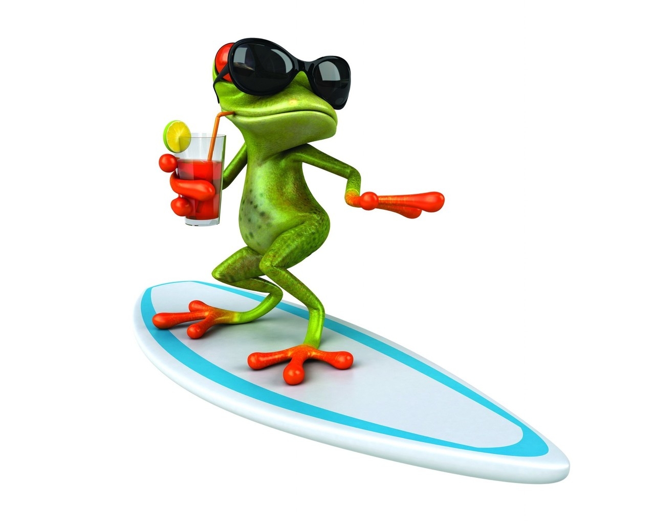 3D Frog Surfing  for 1280 x 1024 resolution