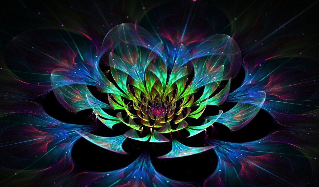 3D Lotus Flower for 1024 x 600 widescreen resolution