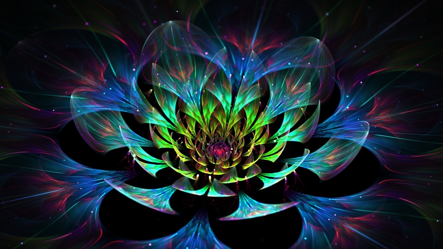 3D Lotus Flower for 1536 x 864 HDTV resolution