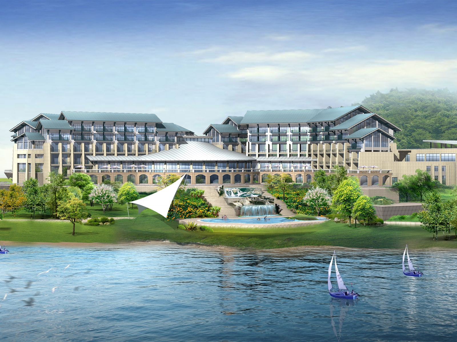 3D Rich Resort for 1600 x 1200 resolution