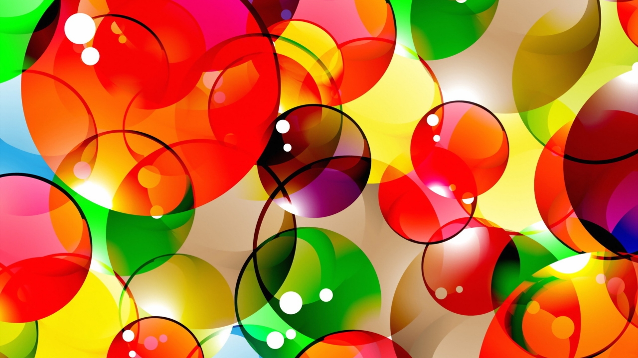 Abstract Colorful Bubbles for 1280 x 720 HDTV 720p resolution