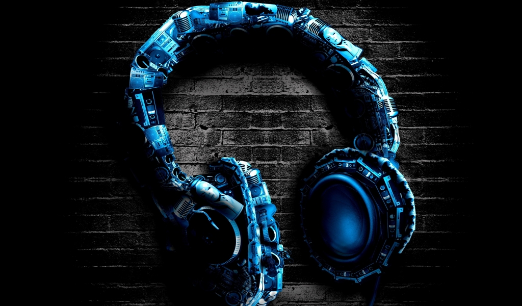 Abstract Headphones for 1024 x 600 widescreen resolution