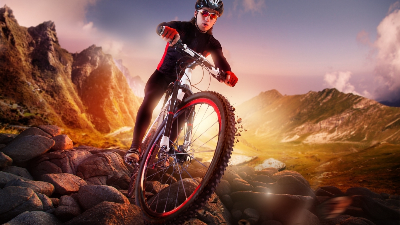 Abstract Mountain Biker for 1366 x 768 HDTV resolution