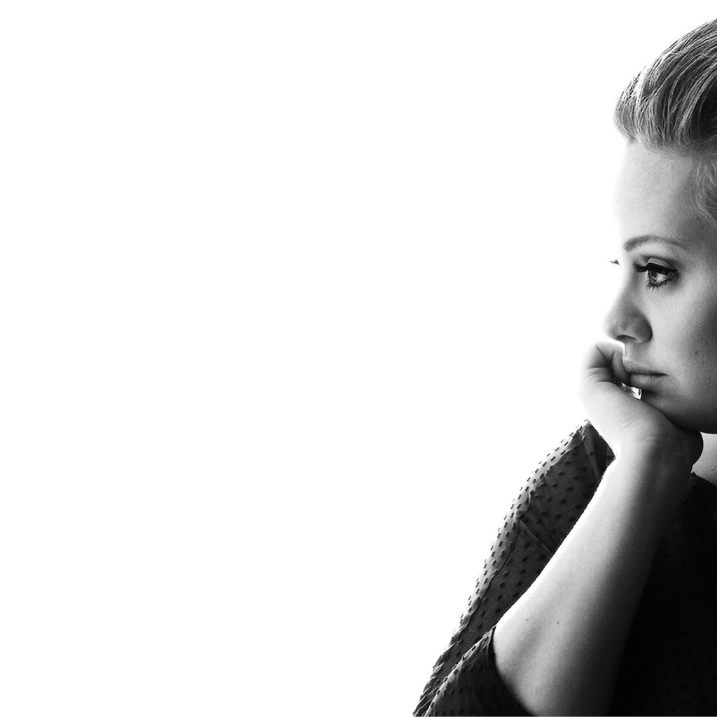 Adele Black and White for 1024 x 1024 iPad resolution