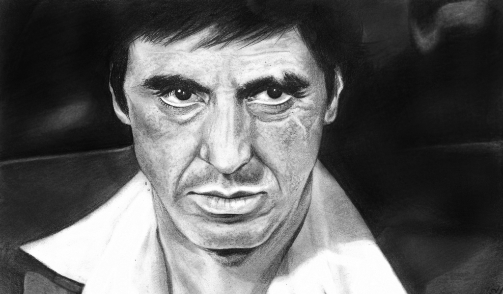 Al Pacino Scarface Fan Art for 1024 x 600 widescreen resolution