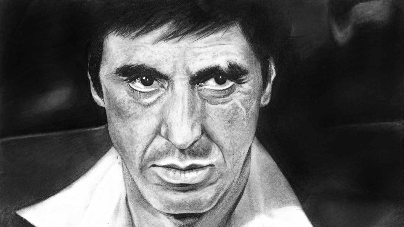 Al Pacino Scarface Fan Art for 1366 x 768 HDTV resolution
