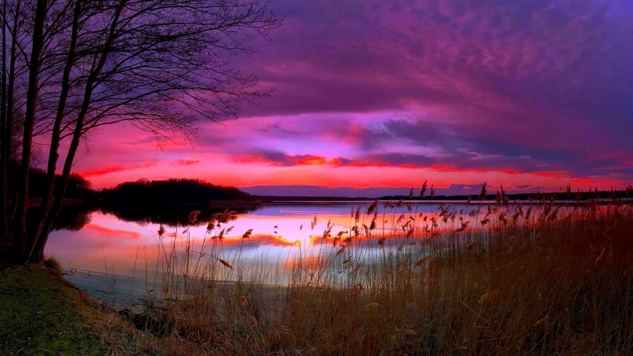 Amazing Purple Sunset for 1280 x 720 HDTV 720p resolution