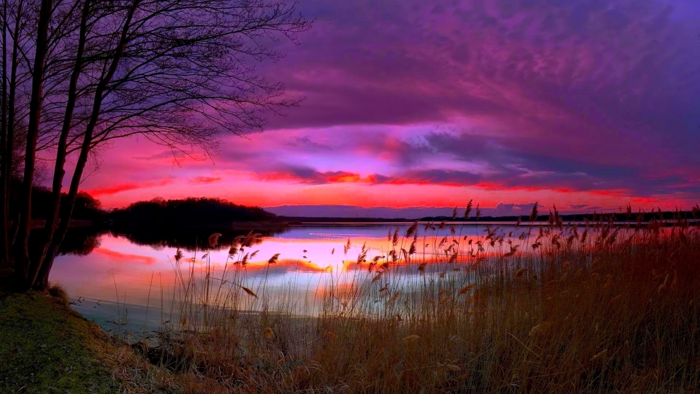 Amazing Purple Sunset for 1366 x 768 HDTV resolution