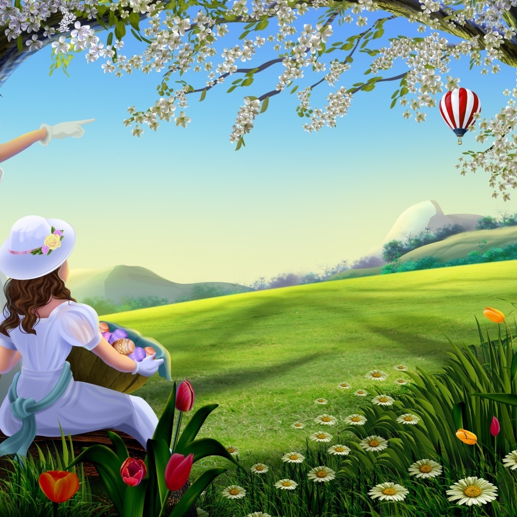 Amazing Spring Painting 1024 x 1024 iPad Wallpaper