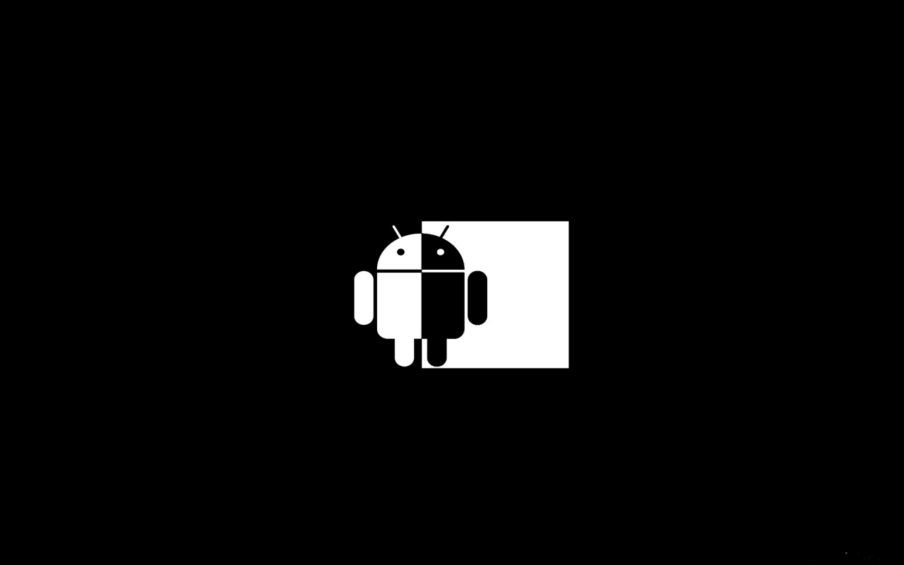 Android Black and White for 1280 x 800 widescreen resolution