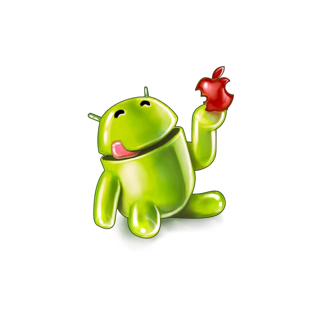 Android Eating Apple for 1024 x 1024 iPad resolution