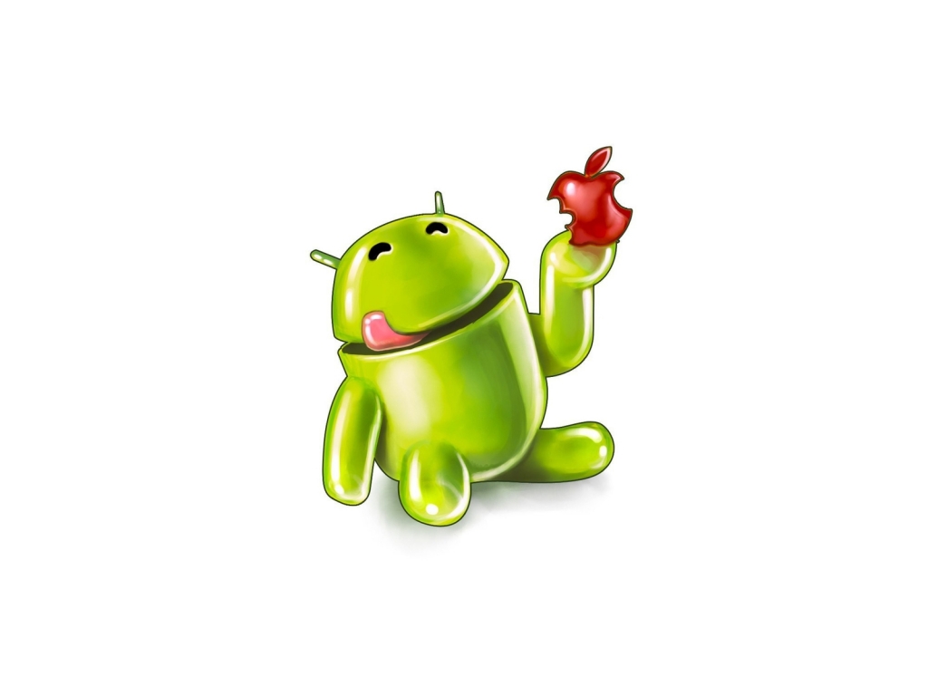 Android Eating Apple for 1024 x 768 resolution