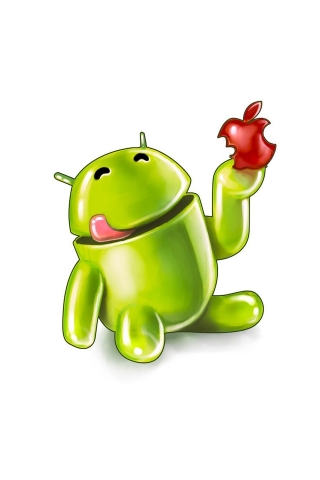 Android Eating Apple for 320 x 480 iPhone resolution